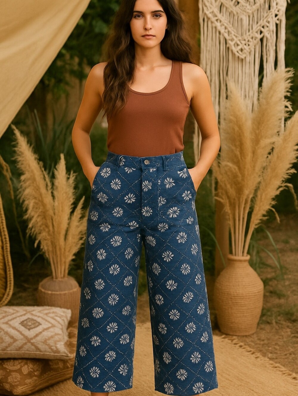 We The Free Moxie Low Slung Pull On Barrel Floral Print Jeans